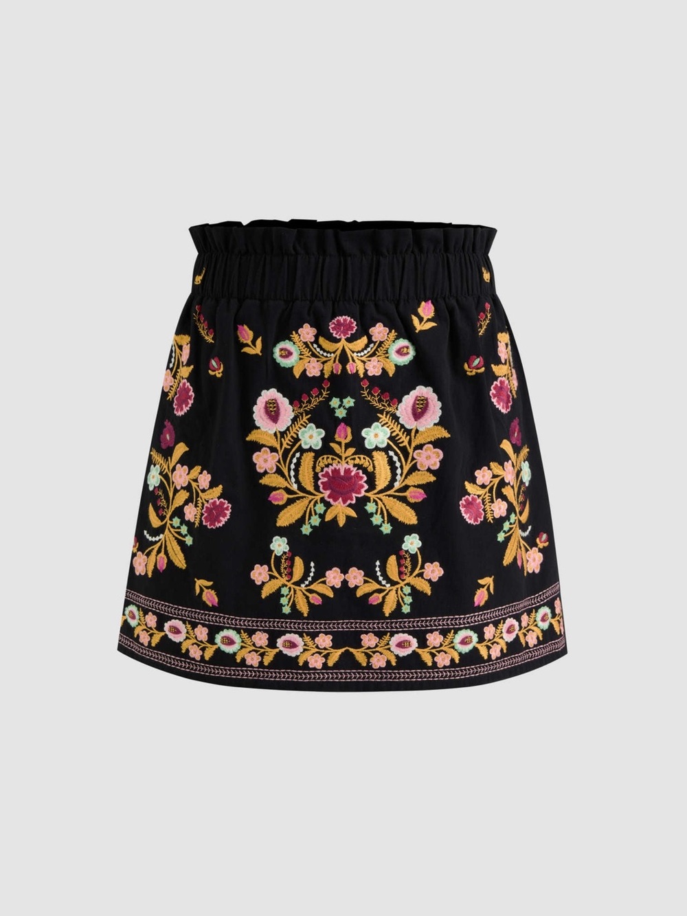 CIDER COTTON-BLEND MID RISE AZTEC ELASTIC WAIST SKORT